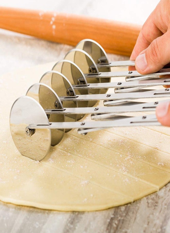 Restaurantware Met Lux 9.5 x 2.25 Inch 6 Wheel Pastry Cutter 1 Expandable Accordion Cutter - Corrosion-Resistant Dishwasher-Safe Stainless Steel Multi-Blade Pizza Cutter For Cutting Pasta Dough - Image 4