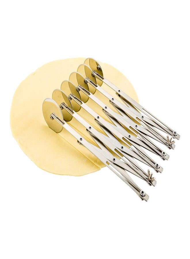 Restaurantware Met Lux 9.5 x 2.25 Inch 6 Wheel Pastry Cutter 1 Expandable Accordion Cutter - Corrosion-Resistant Dishwasher-Safe Stainless Steel Multi-Blade Pizza Cutter For Cutting Pasta Dough - Image 1