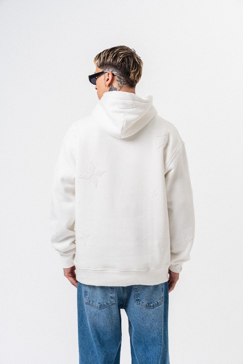 ريسباير هودي رجالي واسع (Oversize) بغطاء رأس بتفاصيل تطريز "Süzene" لون إيكرو - Image 3