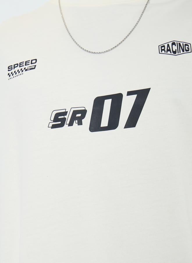 Styli Men Cream Graphic Print Oversized T-Shirt - Image 3