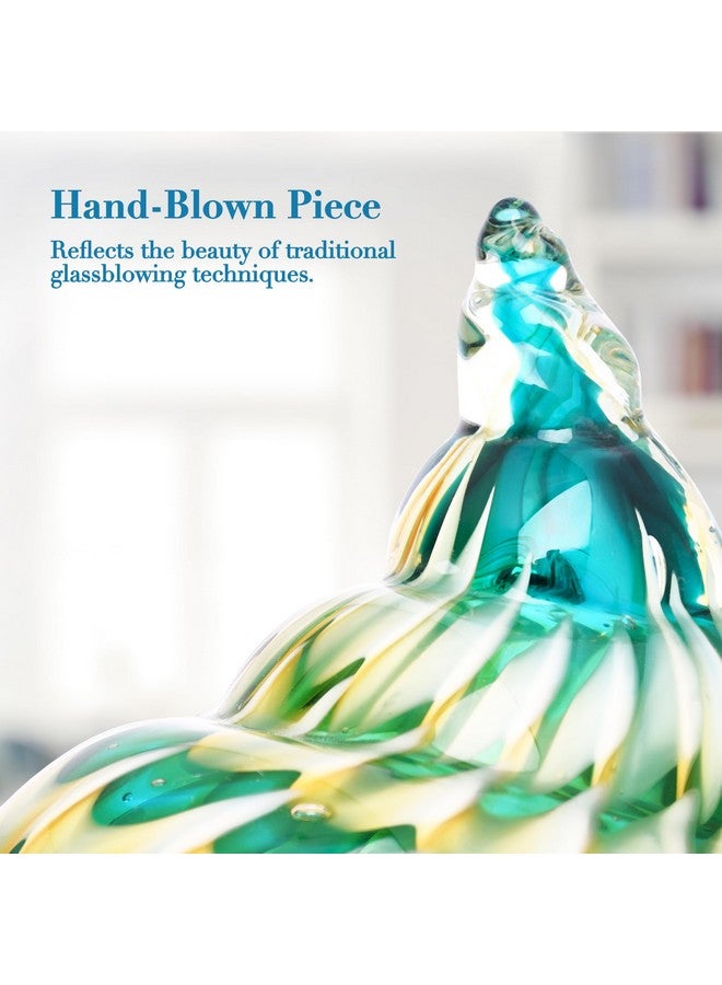 MEANT2TOBE Glass Conch Shell - Green And Yellow Glass Art For Office, Desk, Bookshelf, Table - Sea Shell Glasses - Hand Blown Glass Decor For Aquarium - Coastal Art Decor For Home - 6.8" X 6.7" - Image 5