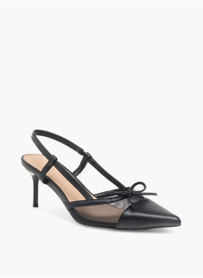 Flora Bella By Shoexpress Womens Bow Accent Slingback Shoes With Stiletto Heels
