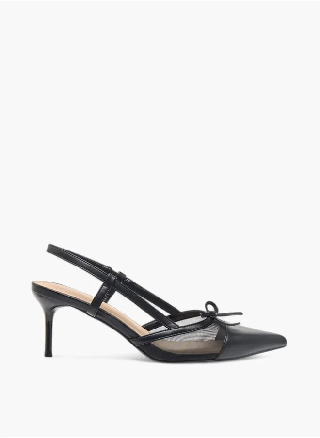 Flora Bella By Shoexpress Womens Bow Accent Slingback Shoes With Stiletto Heels