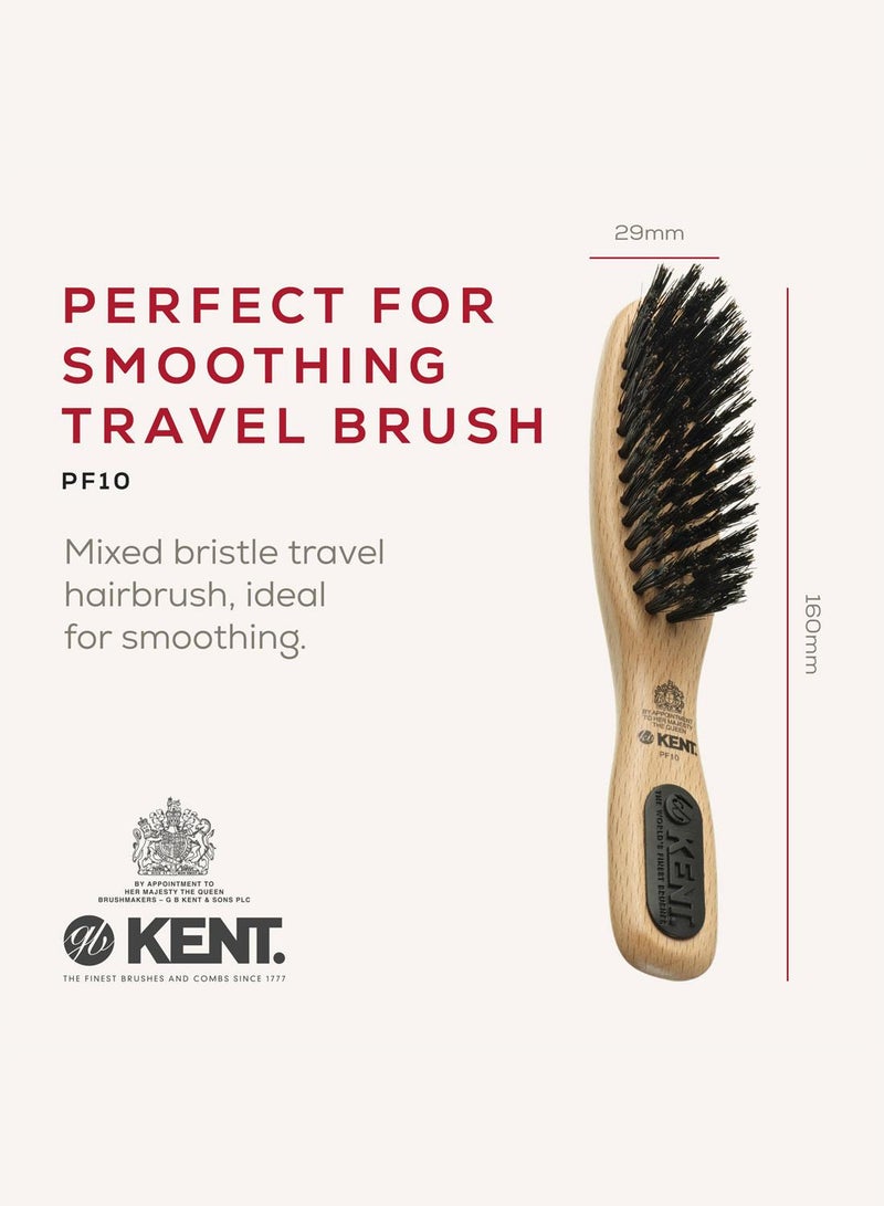 KENT PF10 Smoothing Travel Size Wooden Hair Brush - Mixed Bristle - Ideal for Gentle Smoothing - Suitable for Fine to Medium Hair - Image 2
