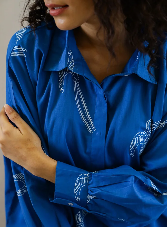 sanskrutihomes Sanskrutihomes Women Conversational Printed Pure Cotton Shirt and Pyjama Set
