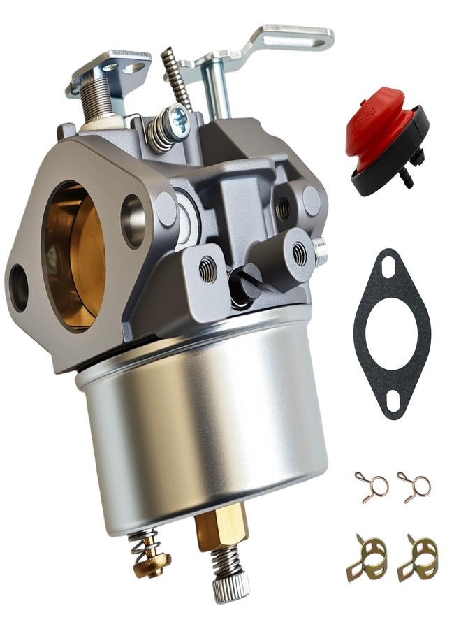 Strongthium Carburetor for Tecumseh 640052 640349 640054 640058 640058A HMSK80 HMSK90 LH318SA LH358SA Adjustable Carb 8HP 9HP 10HP Snowblower Generator Chipper Shredder & Primer Bulb - Image 1