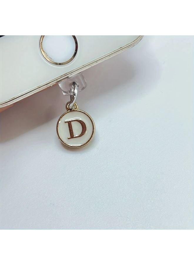 White Letter D Dust Plug For iPhone Type C Alloy Port Protector - Image 1