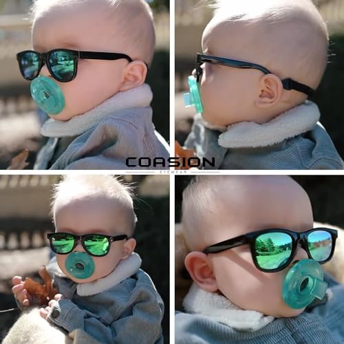 COASION Bendable Flexible Polarized Newborn Baby Sunglasses with Strap for Infant Boys Girls Age 0-12 Months (Matte Black/Gray) - Image 3