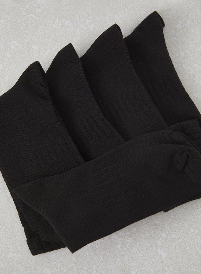 trendyol Black Unisex 5 Pack Cotton Textured College/Medium Socks - Image 3