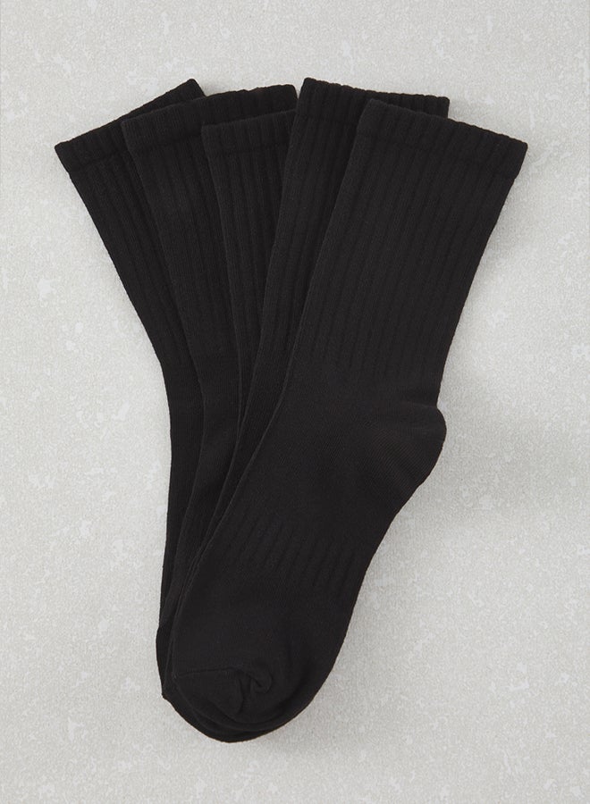 trendyol Black Unisex 5 Pack Cotton Textured College/Medium Socks - Image 2