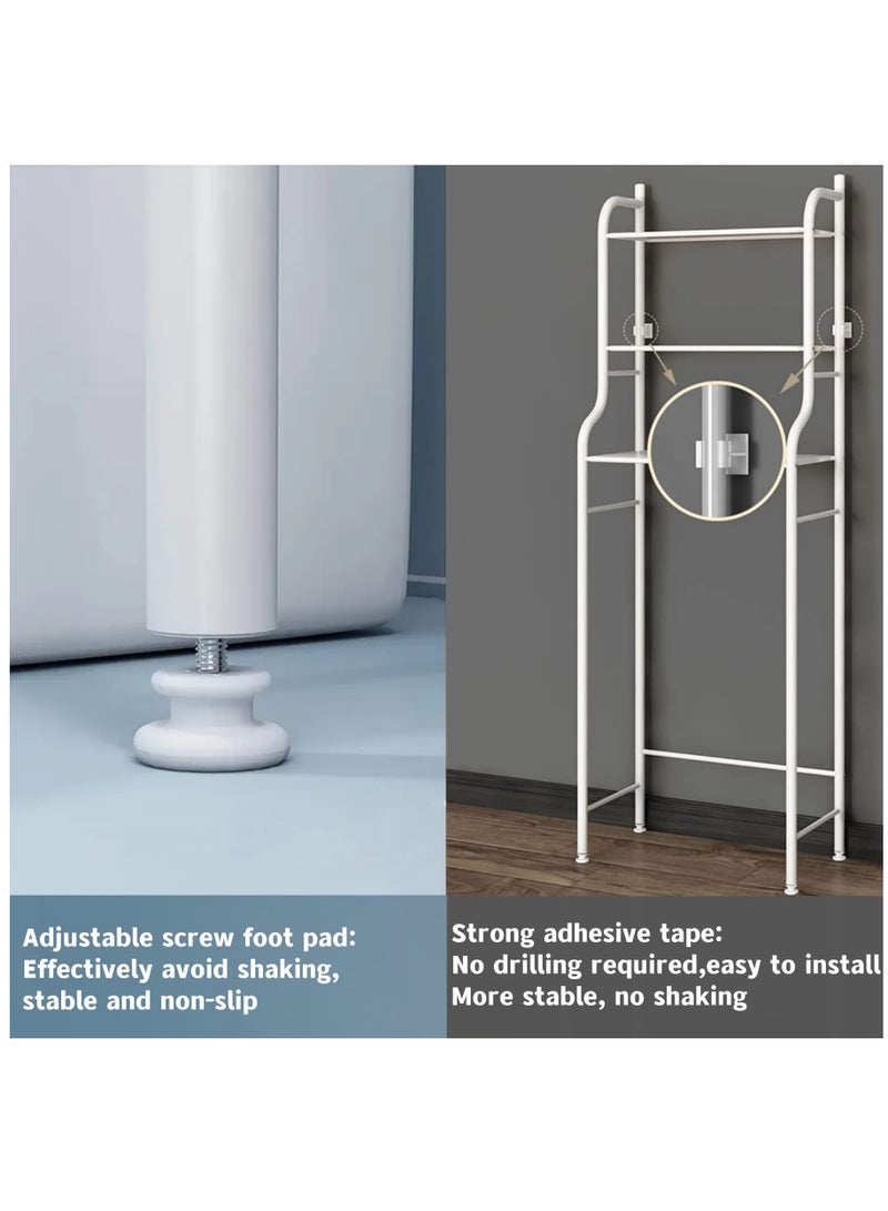 Over The Toilet Storage Rack 3-Tier Multifunctional Bathroom Organizer Shelf Stable Storage Shelves Easy Assembly Space Saver Metal with Toilet Paper Holder and Hooks (White)  - Image 4