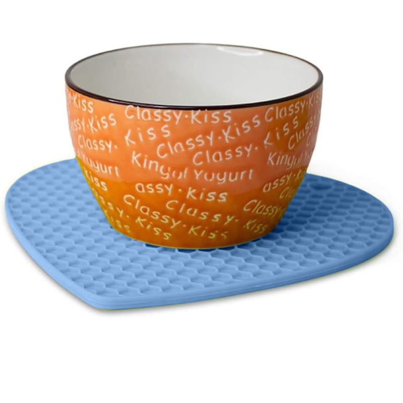 P Plus Fire Silicone Mats for Kitchen Countertops Multipurpose Non-Slip Hot Pads for Kitchen Potholders Jar Opener Spoon Holder (Blue, Set of 6) - Image 3