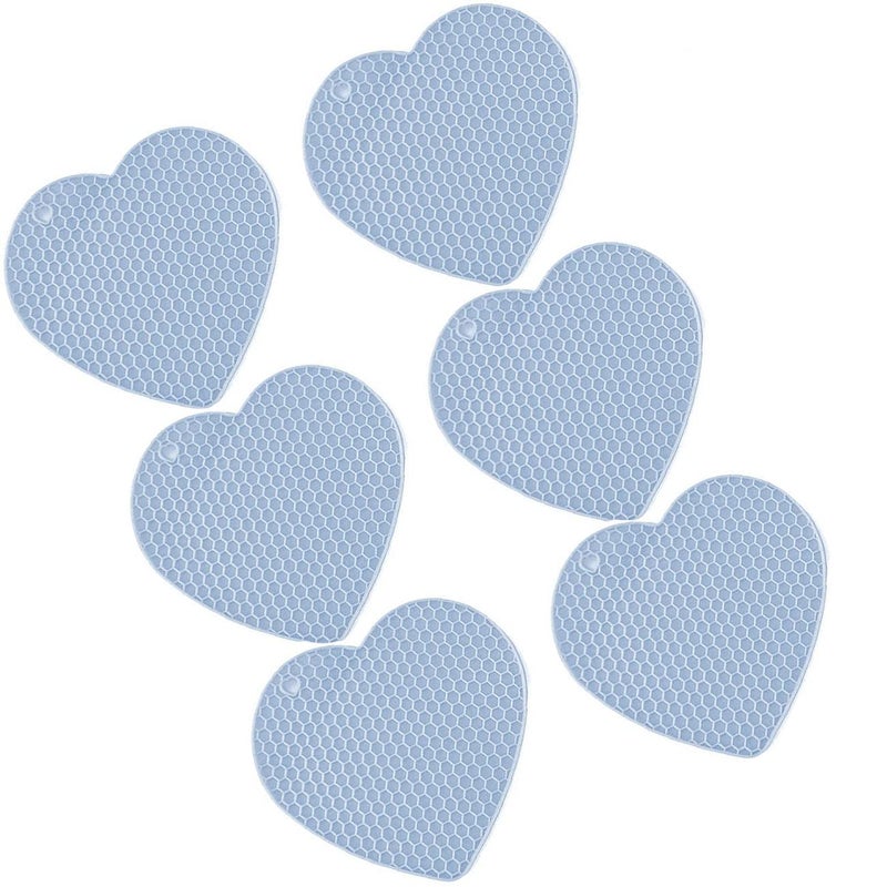 P Plus Fire Silicone Mats for Kitchen Countertops Multipurpose Non-Slip Hot Pads for Kitchen Potholders Jar Opener Spoon Holder (Blue, Set of 6) - Image 1