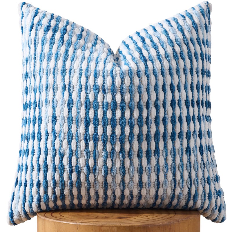 AmHoo Boho Chenille Pillow Cover Decorative Tufted Pillowcase for Couch Bed Sofa Bedroom Living Room Modern 18 x 18Inch Sky Blue - Image 2