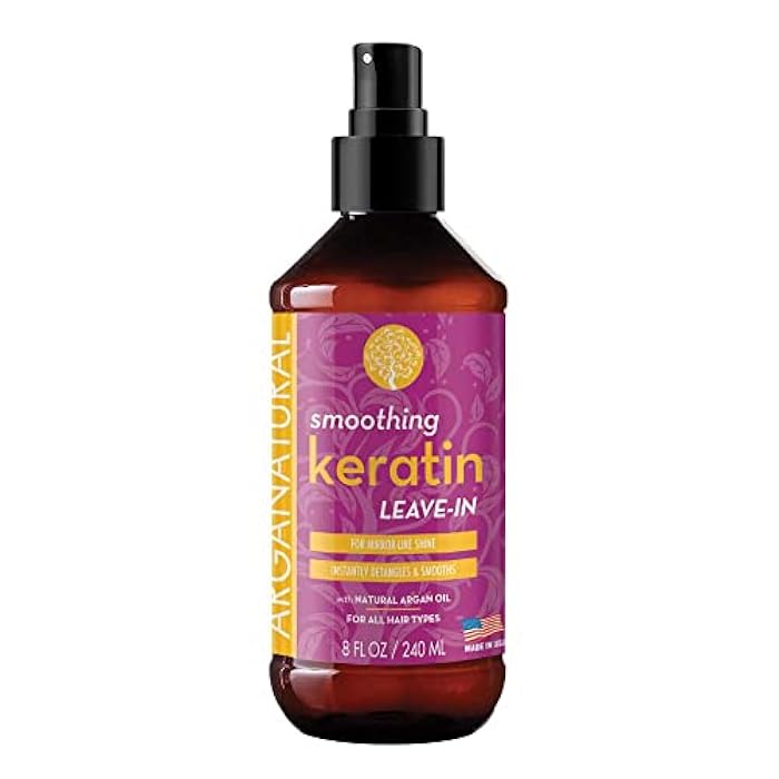 Arganatural Smoothing Keratin Leave-in Conditioner, 8 fl oz / 250 ml Spray Bottle, Smooth & Detangle Frizzy Hair - Image 1