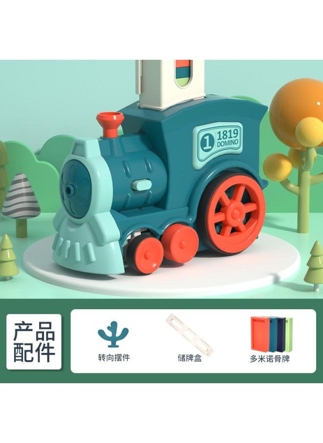 Net Red Electric Domino Small Train Automatic Card Put Children's Sound And Light Educational Toy Car 
