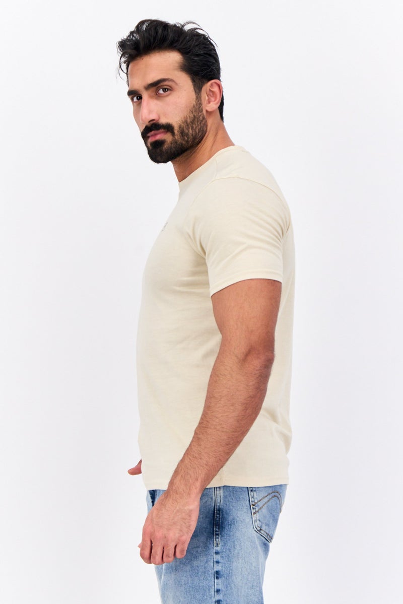 Avalanche Men Crew Neck Short Sleeve Brand Logo T-Shirt, Beige - Image 2