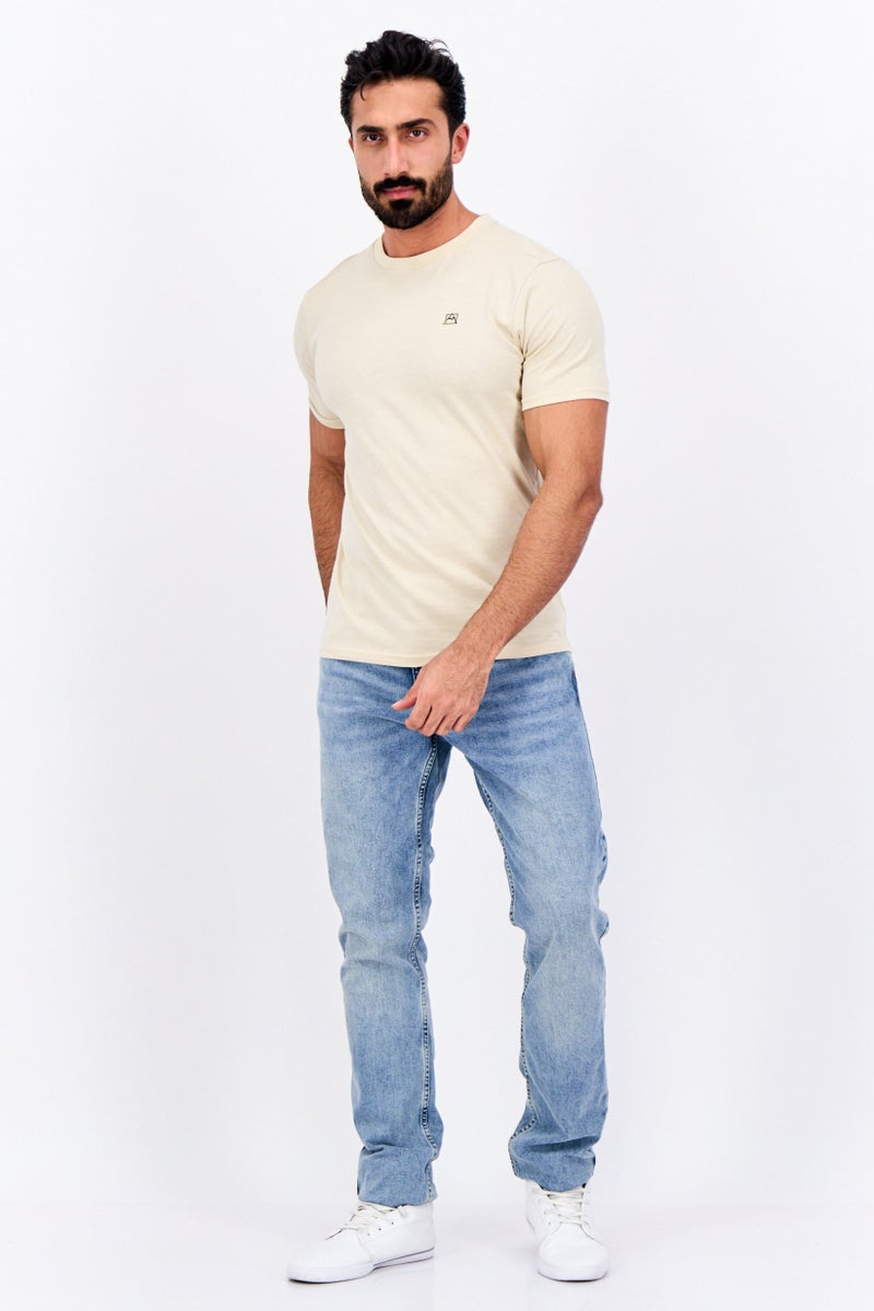 Avalanche Men Crew Neck Short Sleeve Brand Logo T-Shirt, Beige - Image 3