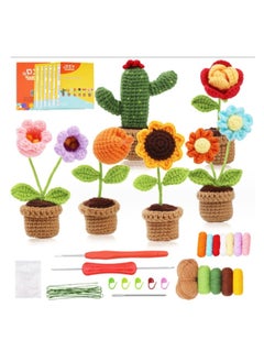 OASIS-TH Crochet Kit for Beginners 6 Pcs Potted Flowers Kit for Beginers and Experts Detailed Course Materials for Complete Beginers with Step-by-Step Video Tutorials  - Image 1