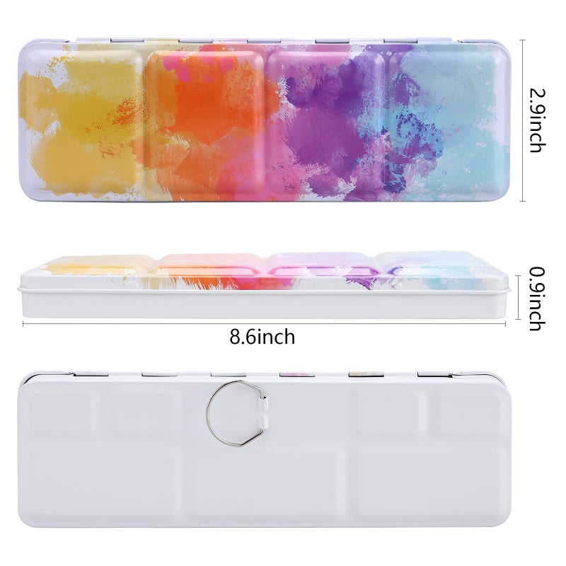 MYARTOOL Empty Watercolor Palette, Colorful Empty Watercolor Tin Palette Paint Case with 24 PCS Empty Half Pans for DIY Travel Watercolor Palette, Acrylic and Oil Painting - Image 3