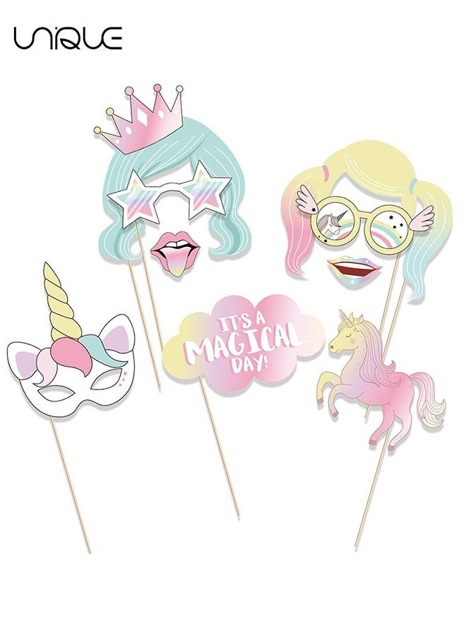 Unique 29Pcs Rainbow Decoration Unicorn Party Supplies, Funny Rainbow Unicorn Pegasus Photo Props for Unicorn Baby Shower Birthday Party Decoration Favors Supplies - Image 3