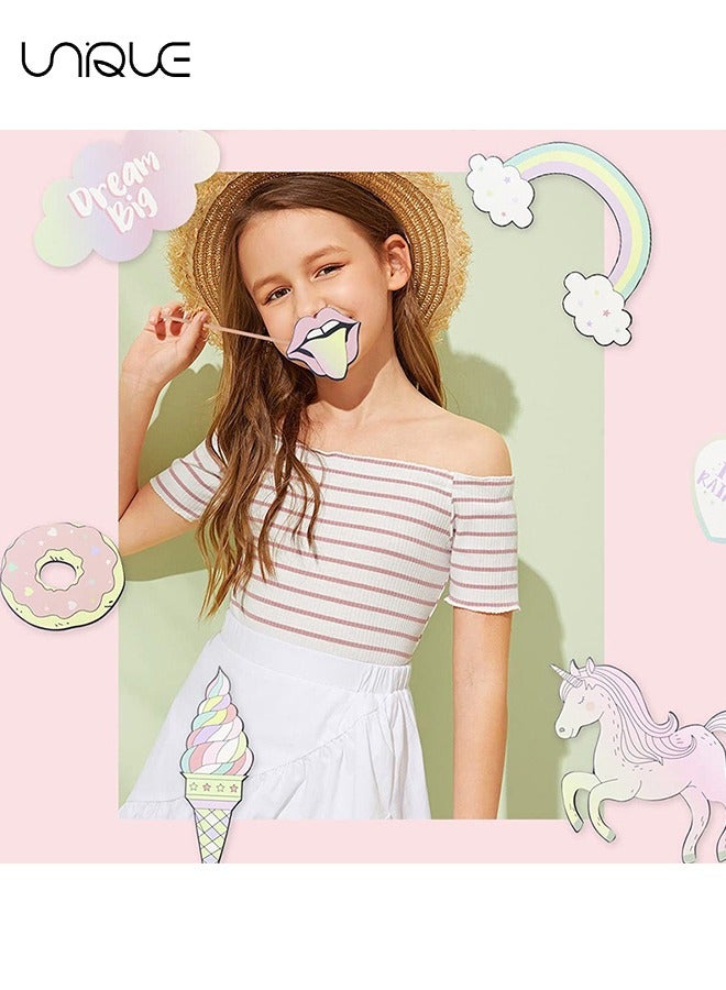 Unique 29Pcs Rainbow Decoration Unicorn Party Supplies, Funny Rainbow Unicorn Pegasus Photo Props for Unicorn Baby Shower Birthday Party Decoration Favors Supplies - Image 5