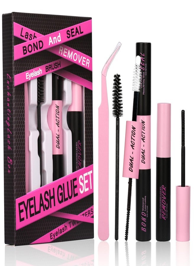 Himirell Lash Bond And Seal, Remover, Tweezers Kit Long-Lasting, Waterproof For DIY Eyelash Extension At Home Use Beginners Friendly Kit 4-in-1 - Image 1
