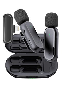 Dual Wireless Microphone for iPhone iPad - Lavalier Lapel Mics for Vlog Mike Clip On Wireless Phone Microphone for Video Recording Interview