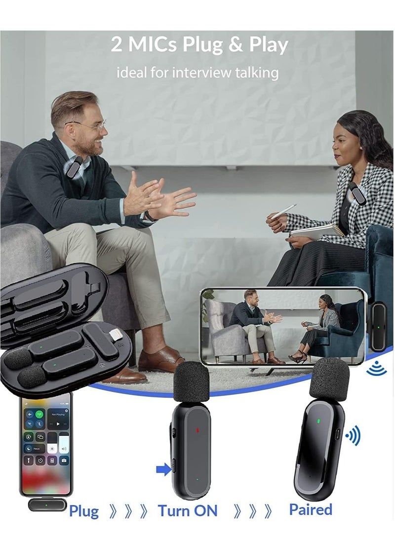 Arabest - Dual Wireless Microphone for iPhone iPad - Lavalier Lapel Mics for Vlog Mike Clip On Wireless Phone Microphone for Video Recording Interview - Image 1