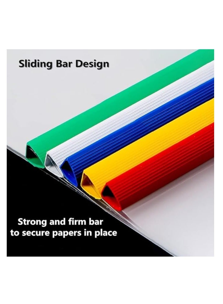 A4 Sliding Bar Folder Report Covers (Holds Upto 40 Sheets), Slide Bar File Folders, Report Cover with Clip Resume Presentation File Folders for School And Office - Value Pack Of 5