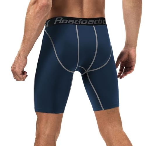 Roadbox Compression Shorts for Men Cool Dry Athletic Workout Underwear Running Gym Spandex Short Sports(Navy Blue,XL) - Image 2