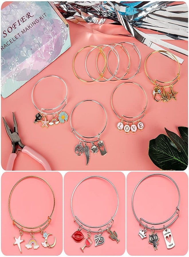Sofier 542pcs Bangle Bracelet Making Kit DIY Jewelry Making Kit and Supplies Expandable Charm Bracelets Pendants Plier Set Toy Art Craft Gift for Girl Teen Women Adult - Image 2