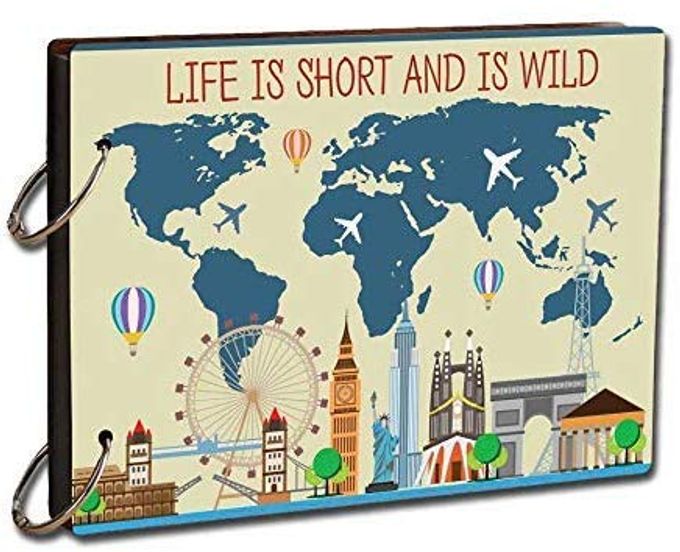 WOOD PAPER PHOTO ALBUM (14 X 10 INCH, MULTICOLOUR) (SCRAPBOOK_NEWS_TRV_02)