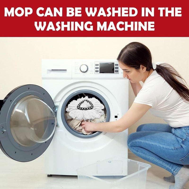 فيجكو استبدال رؤوس المواكيب الدوارة من VEGCOO، 6 رؤوس مواكيب، 1 قاعدة، 1 مقبض قابل للتعديل، رؤوس مواكيب دوارة من الألياف الدقيقة متوافقة مع مواكيب Vileda 2-in-1 Turbo Mop - Image 5