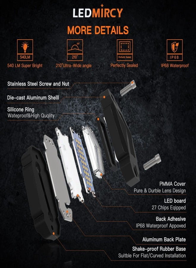 LEDMIRCY R2 Pure White Rock Lights Kit with Roker Switch Wire Harness 12PCS LED Rock Lights White for Offroad Truck ATV UTV SUV Underglow Light Trail Rig Light Under Body High Power Waterproof - Image 4