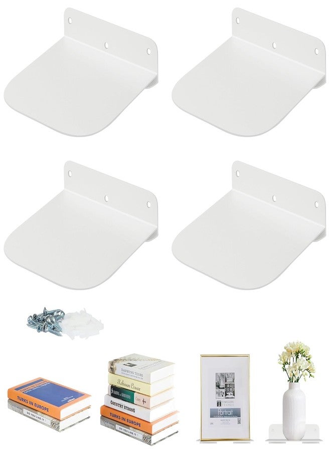 STORAGE MANIAC Floating Book Shelves for Wall Mounted Invisible Floating Bookshelves Heavy-Duty Steel Hidden Bookshelf Hanging Bookshelves for Bedroom Living Room Office, White 4-Pack - Image 1