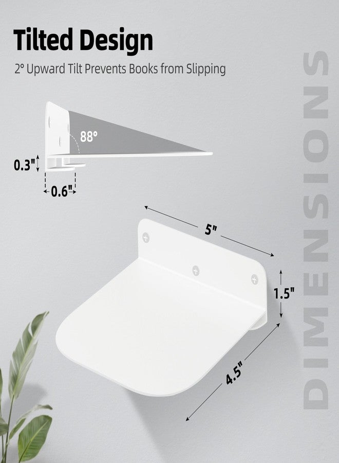 STORAGE MANIAC Floating Book Shelves for Wall Mounted Invisible Floating Bookshelves Heavy-Duty Steel Hidden Bookshelf Hanging Bookshelves for Bedroom Living Room Office, White 4-Pack - Image 2
