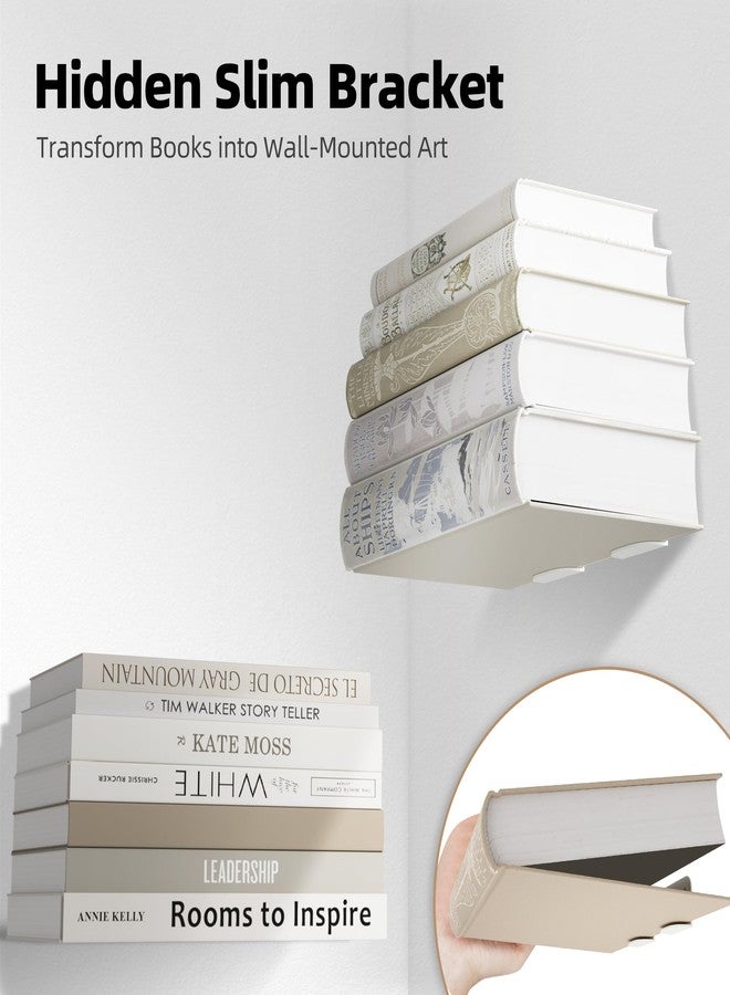 STORAGE MANIAC Floating Book Shelves for Wall Mounted Invisible Floating Bookshelves Heavy-Duty Steel Hidden Bookshelf Hanging Bookshelves for Bedroom Living Room Office, White 4-Pack - Image 5