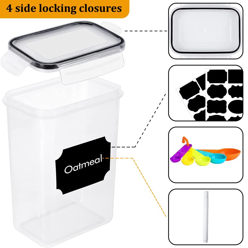 stusgo Airtight Food Storage Containers with Lids, BPA Free Clear Pantry Storage Container for Kitchen Food Pantry Organizers and Storage, Plastic Pantry Organiser for Cereal,Flour and Sugar 42 pack - Image 5
