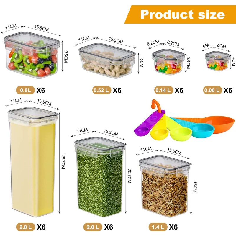stusgo Airtight Food Storage Containers with Lids, BPA Free Clear Pantry Storage Container for Kitchen Food Pantry Organizers and Storage, Plastic Pantry Organiser for Cereal,Flour and Sugar 42 pack - Image 2