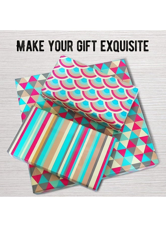 Mitoy 6 PCS Wrapping Gift Paper Set, with Ribbon, Sticker and Tape  for Birthday Gift Sticker and Tape, for Weddings, Graduations - Image 3