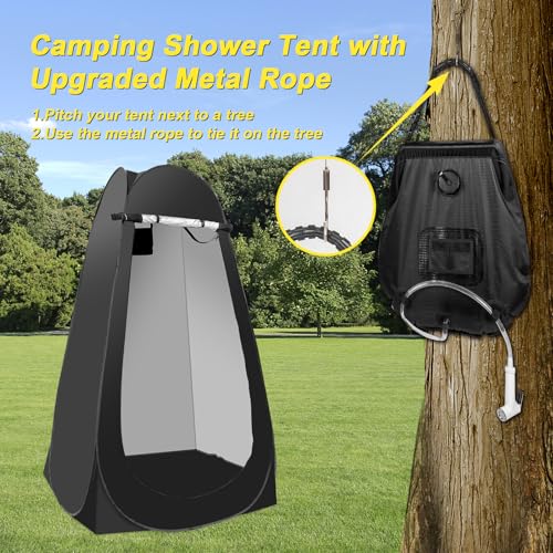 G2 GO2GETHER Portable Camping Bathroom Shower Tent Kit, Outdoor Pop Up Privacy Changing Tent with 5 Gallon Shower Bag-(Nozzle Upgraded)(Black) - Image 3