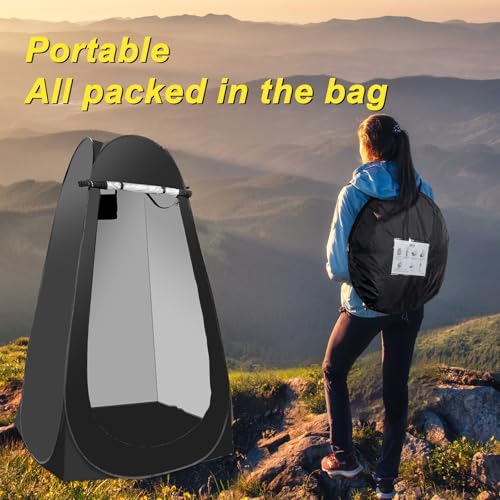 G2 GO2GETHER Portable Camping Bathroom Shower Tent Kit, Outdoor Pop Up Privacy Changing Tent with 5 Gallon Shower Bag-(Nozzle Upgraded)(Black) - Image 5