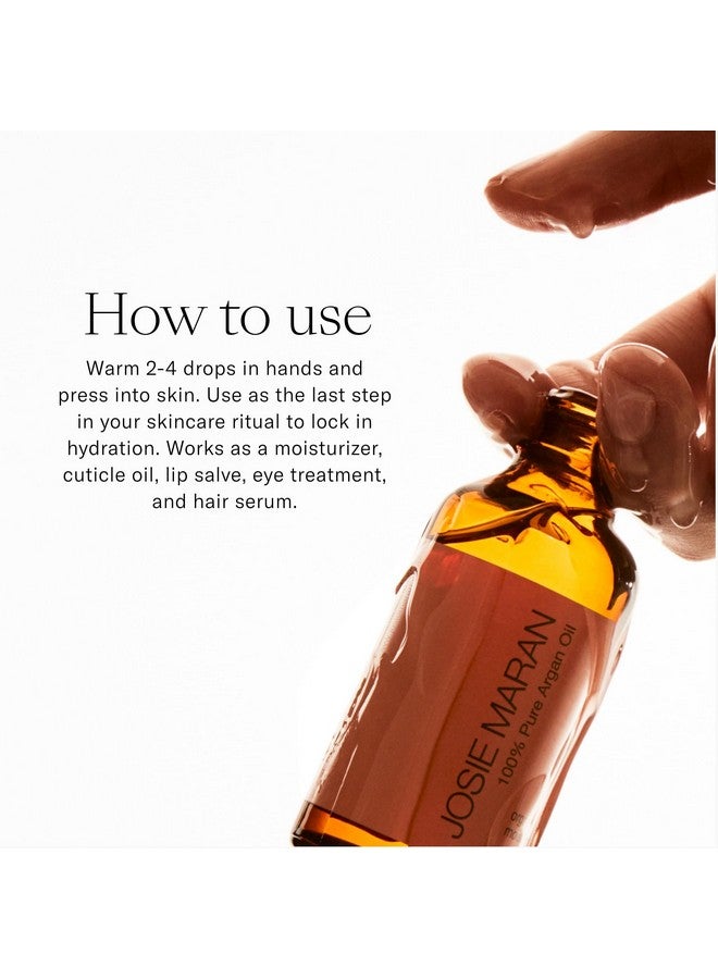 Josie Maran Pure Argan Oil - Hydrating Argan Oil for Hair, Skin & Nails - Everyday Oil Made With Vitamin E + Essential Fatty Acids for Dry Skin - Improves Elasticity & Smoothes Fine Lines (1.7 oz)