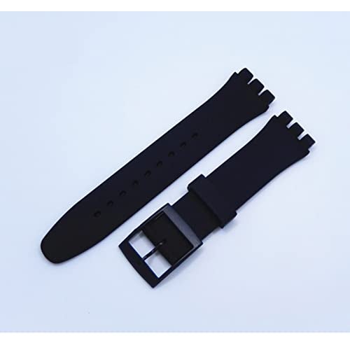 Lijinlan Replacement Silicone Band for Swatch 17mm 19mm 20mm, Waterproof Wristband Watch Strap for Swatch (17mm, Black) - Image 3