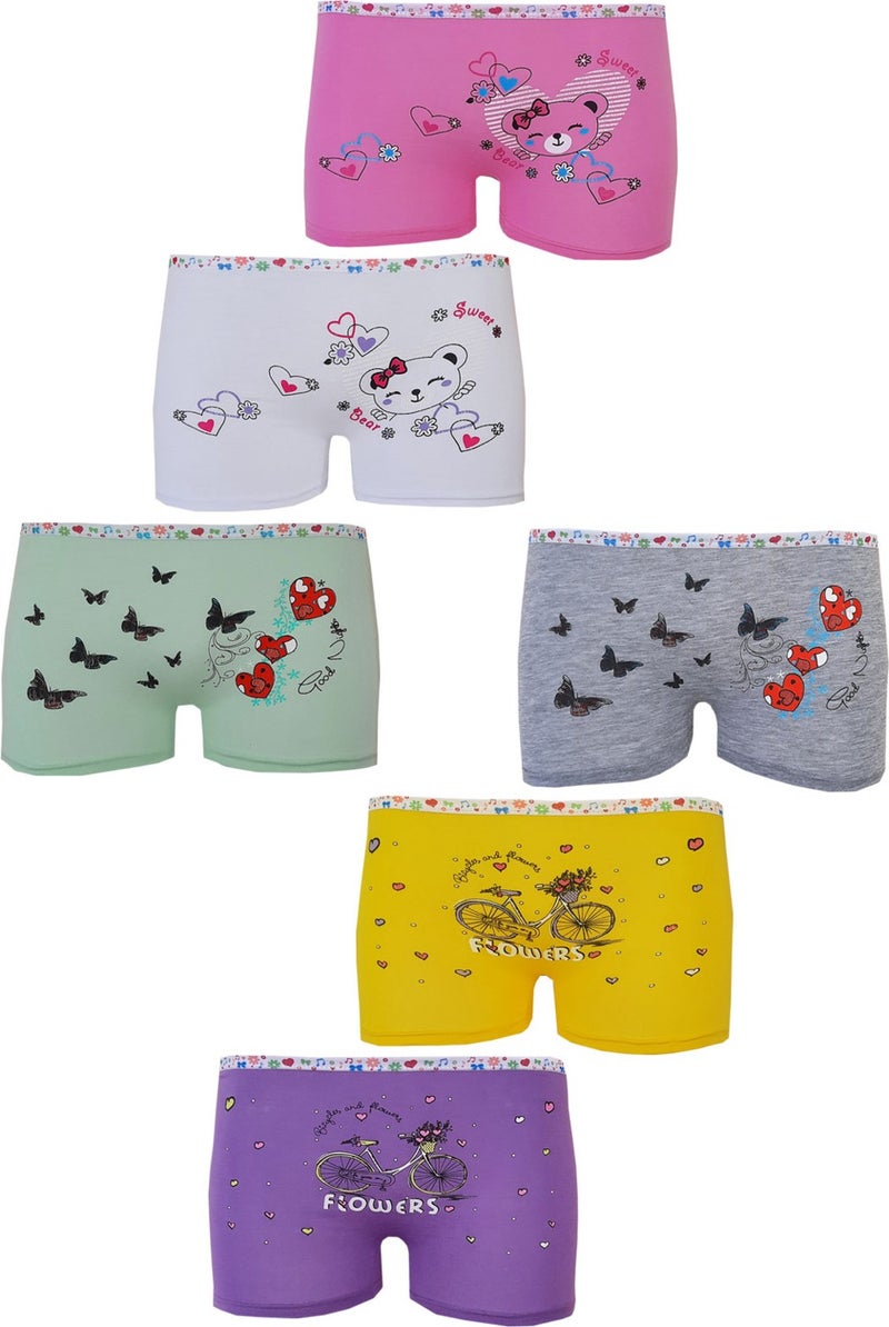 Rival to All 6-Piece Girls' Boxer Colorful Lycra Cotton Underwear Panties