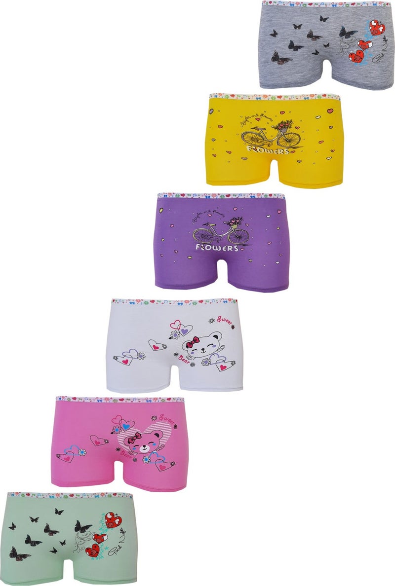 Rival to All 6-Piece Girls' Boxer Colorful Lycra Cotton Underwear Panties