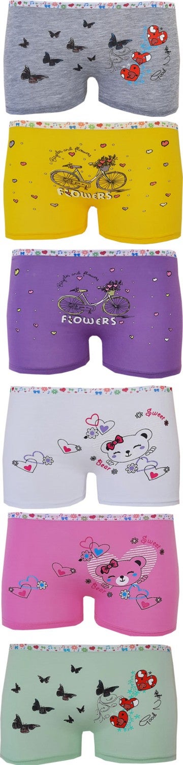 Rival to All 6-Piece Girls' Boxer Colorful Lycra Cotton Underwear Panties