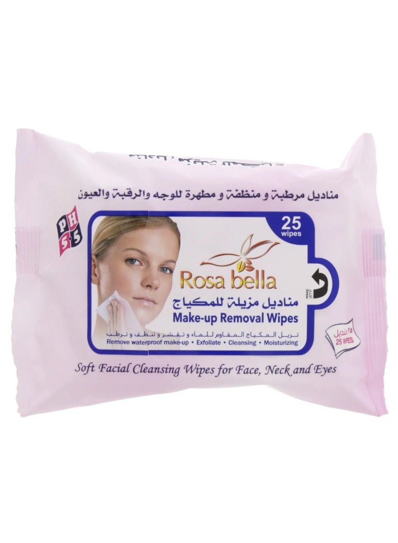 Rosa bella Make-Up Remover Wipes 25 Wipes - Image 1