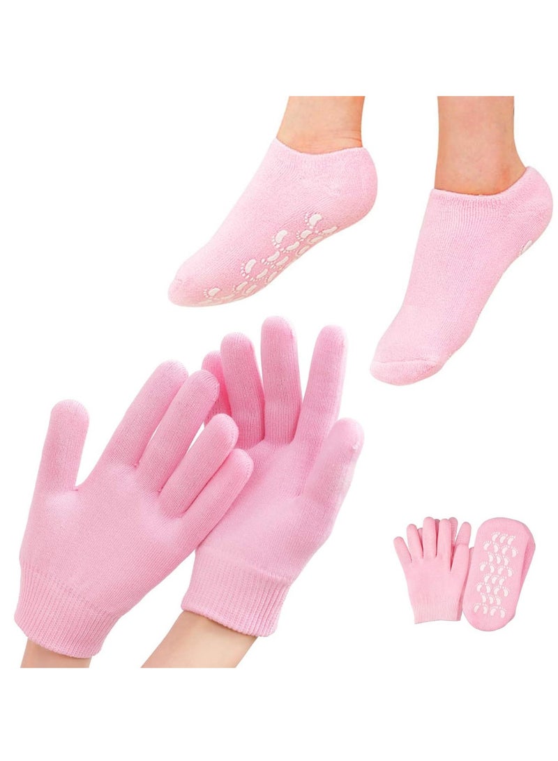 HI FINE CARE 4 PCS Moisturizing Gloves and Socks, Gel Spa Moisturizing Therapy Sock ＆ Glove, Soften Repairing Dry Cracked, Hands Feet Skin Care, Effective in Repair Dry and Chapped Hands and Feet Skin Care  - Image 1